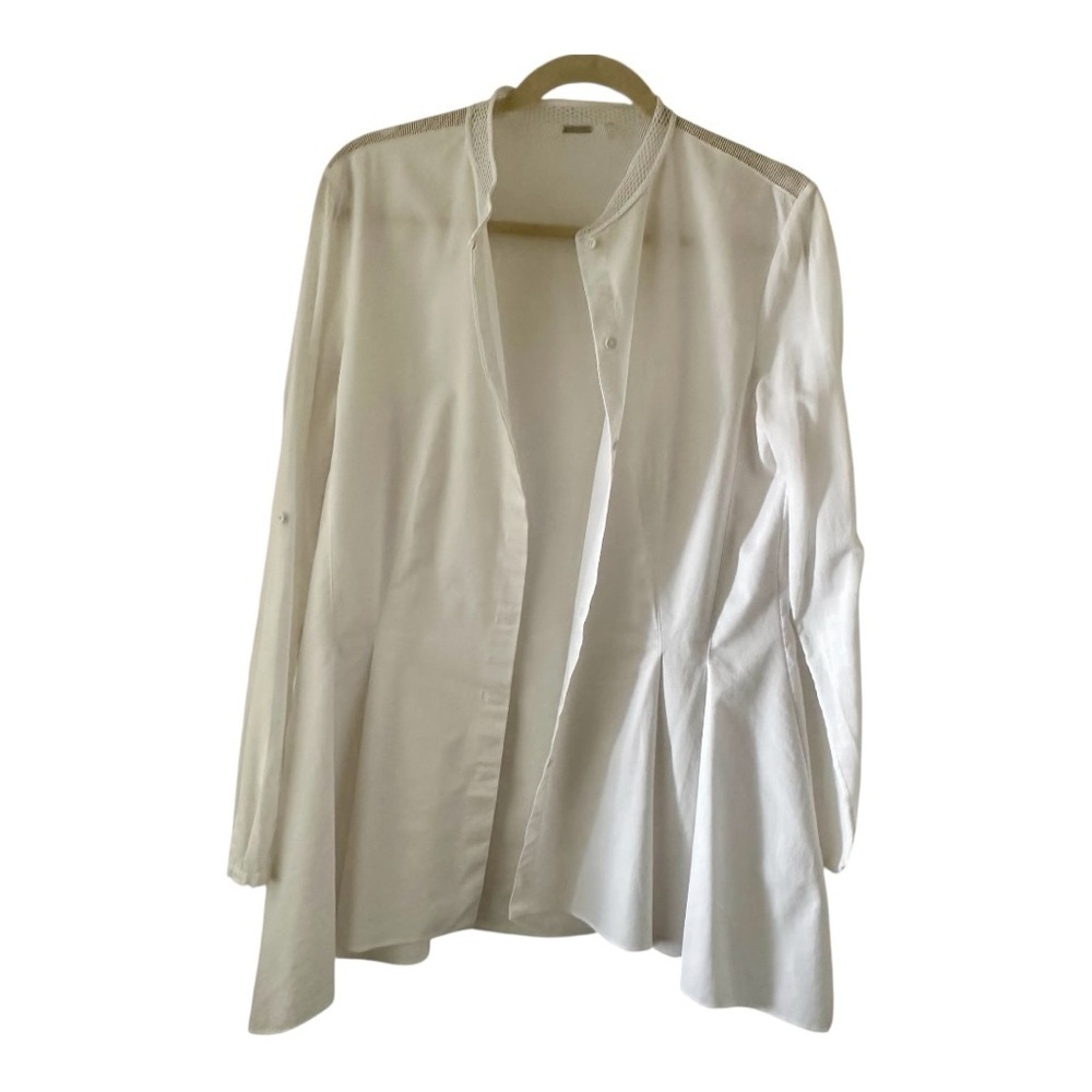 ELIE TAHARI Women’s White Long Sleeve Blouse Size L